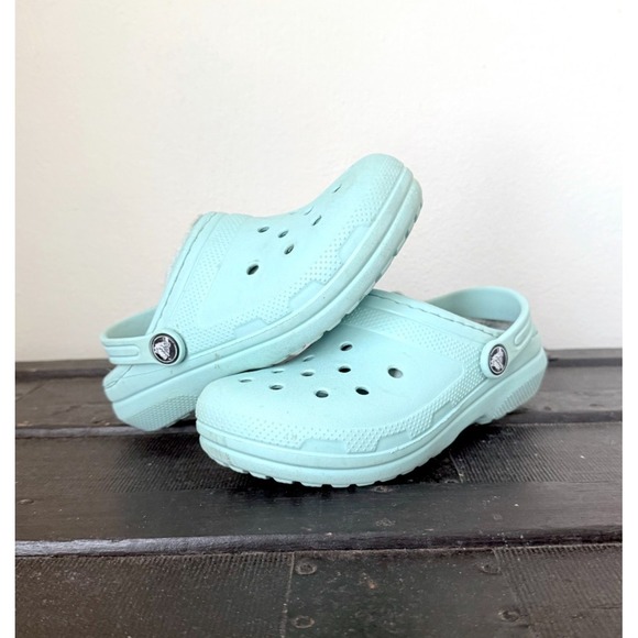 CROCS Other - Crocs Classic Lined Clog Kids Aquamarine Blue Mint Slides Size Toddler Kids 13